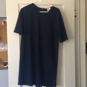Blue lace shift dress